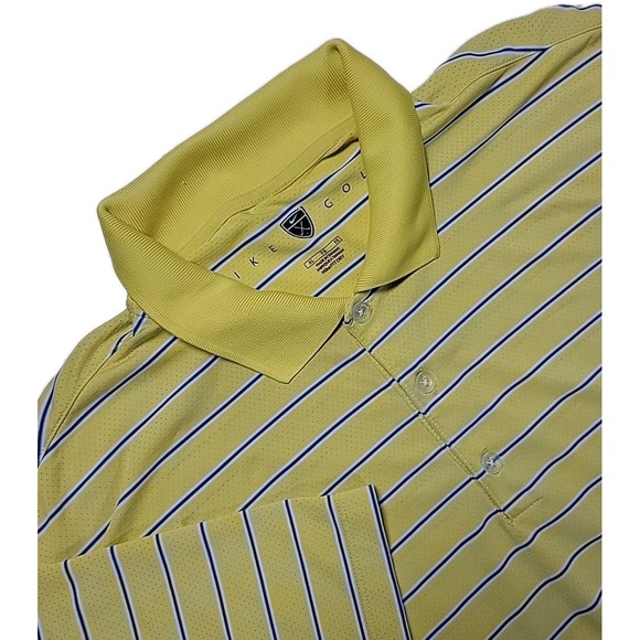 Nike Golf Polo Shirt Men's‎ XL  Yellow Striped Dri-Fit - Picture 1 of 8